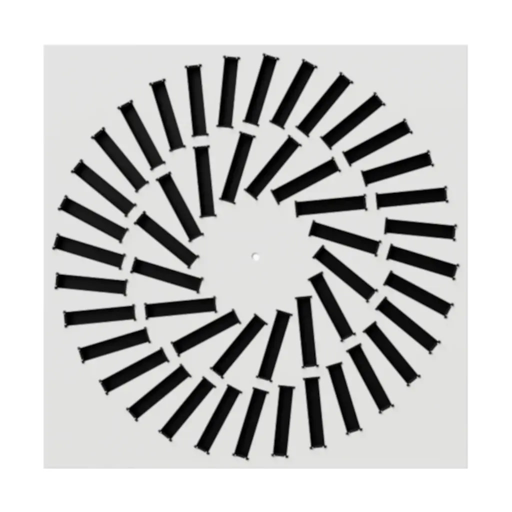 Difuzor turbionar (swirl) pătrat cu fante reglabile, model rotit