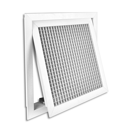 Trapă aspirație 595x595 mm (EXT), cu caroiaj egg, cu mecanism push-to-open, pentru tavan casetat 600x600 mm